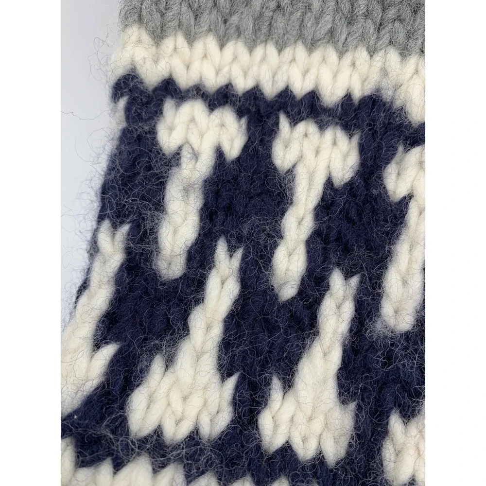 Vintage Gap Sweater Mens Large Hand Knit Zip Cardigan Snowflake Wool Thick Heavy